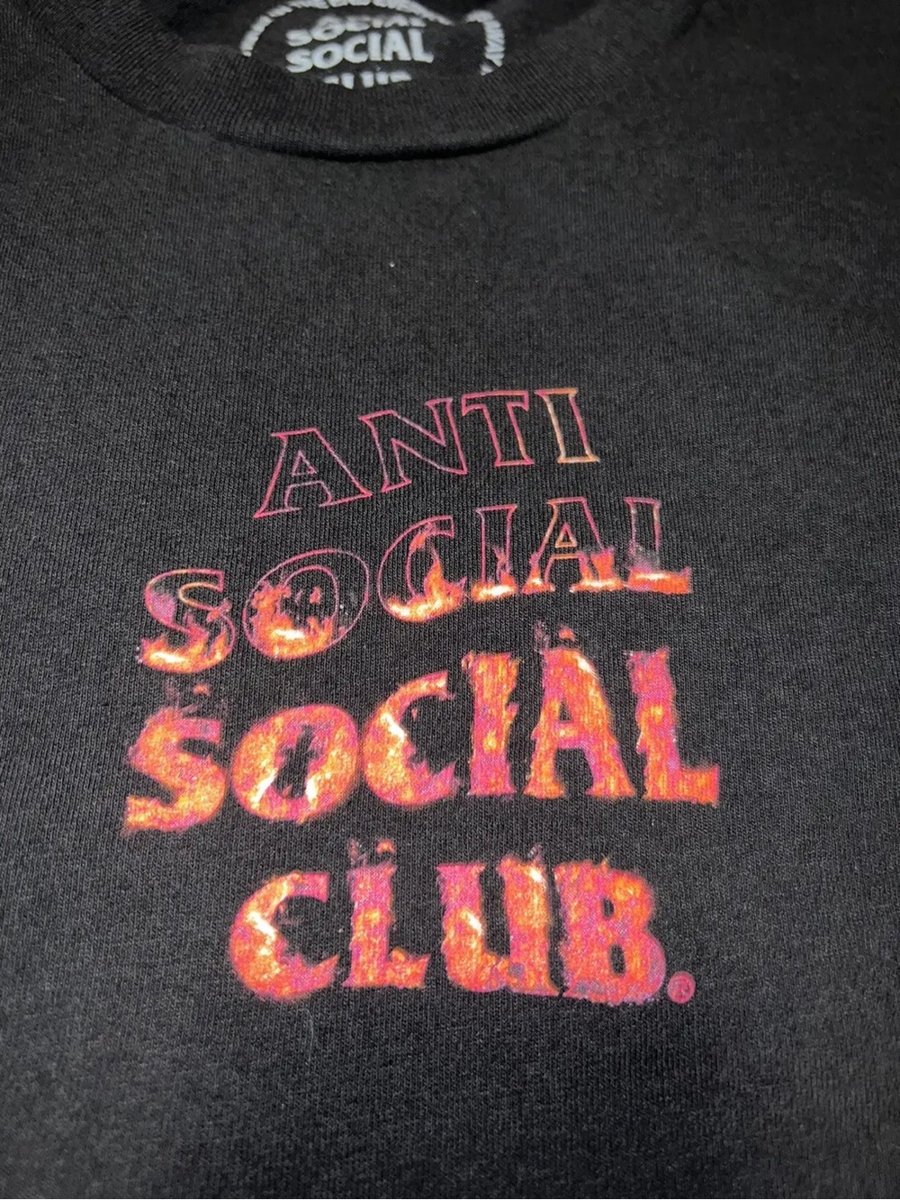 Anti Social Social Club Black/Pink Flames Short Sleeve Tee Size Medium - Picture 4 of 4